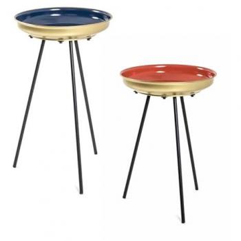 Lot de 2 Tables d'Appoint Multicolores en Métal Art Déco