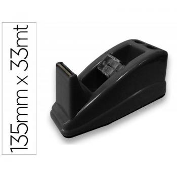 Portarrollo de cinta adhesiva Q-Connect sobremesa plástico negro 33 mt 135x58x60 mm