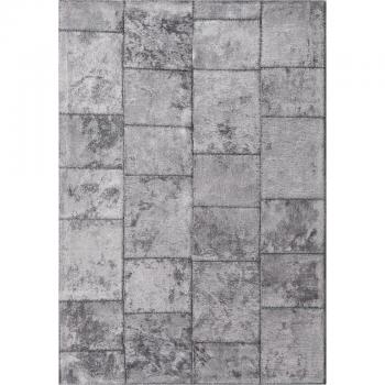 Alfombra de algodón gris 240x300 estilo kilim