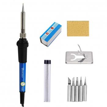 60W Soldering Iron with Adjustable Temperature and 5 Iron Tips