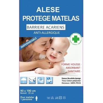 Alèse 90x190 protège-matelas anti-acariens et anti-allergique imperméable