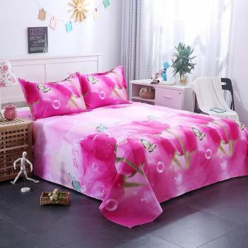 Floral Fantasy Bed Sheets – 3-Item Pack, 230x230 cm Flat Sheet & 2 Pillowcases