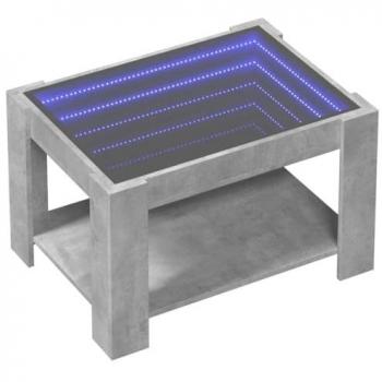 Table latérale LED gris béton 73x53x45 cm, bois d’ingénierie