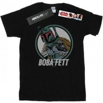 Boba Fett retro cirkel t-shirt voor jongens 7-8 jaar zwart