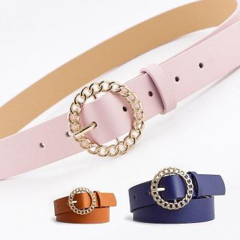 Ladies' Round Buckle Belt for Casual Wear