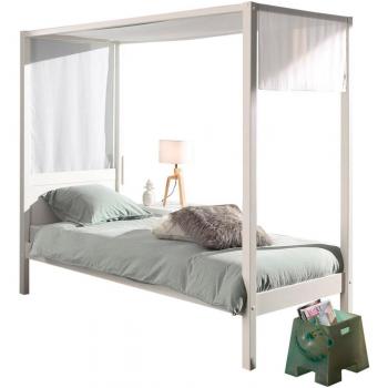 Natur24 Kinderbett Himmelbett inklusive 3 Zubehören 208 x 191 x 98 cm