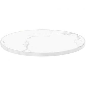 Plateau de table en marbre blanc avec finition argentée 60cm