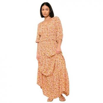 PixieGirl Women's Petite Ditsy Floral Maxi Skirt – Orange (Size 14)