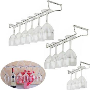 Elegantes Edelstahl Weinregal mit Halter für Gläser