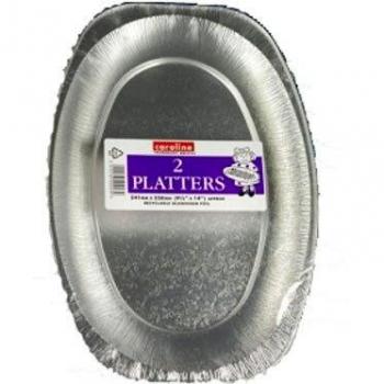 Caroline 14 Inch Oval Embossed Foil Platters 2 Pack