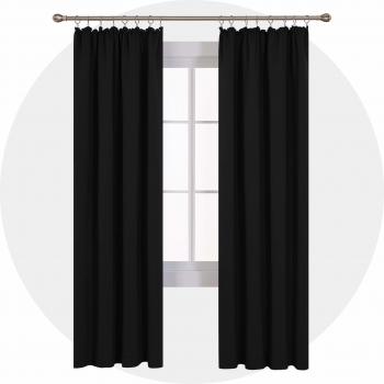 Deconovo Gardinen Lärmschutz Thermovorhang 175x140cm Schwarz 2er Set