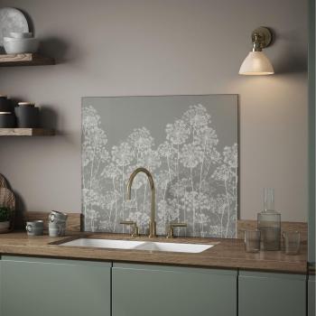 Dill Silver Kitchen Splashback 750mm x 900mm