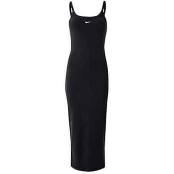 Nike Sportswear Chill Knit Enganliegendes Mini-Rib-Tank-Kleid – Schwarz, EU 40-42