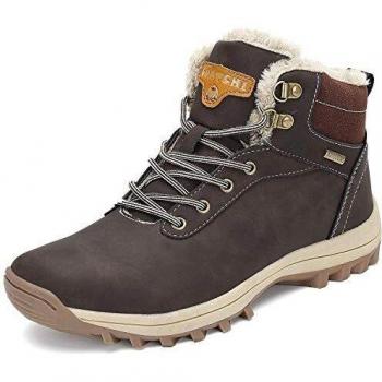 Mishansha Warme Wanderschuhe Winterstiefel Herren Damen Gefüttert Braun 39 EU