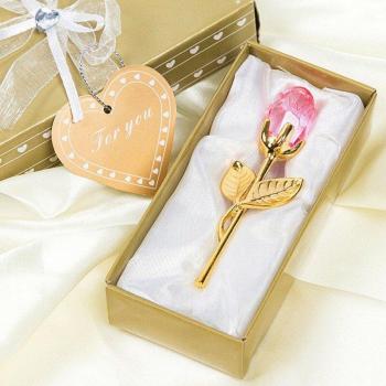 Crystal Rose with Metal Stem