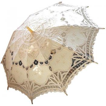 Black Red White Cotton Wedding Umbrella