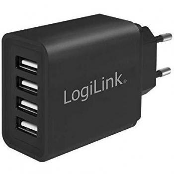 LogiLink 4‑USB‑Port Lader 230V 24W, Zwart