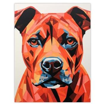 Geometric Staffie: Golden Red Brown Bulldog Wall Painting
