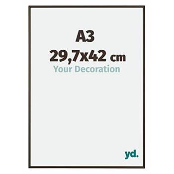 Cadre Décor A3 (29,7 × 42 cm) – Aluminium, Verre Acrylique – Reflet Réduit – Noir