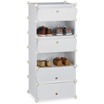 Rangement chaussures modulable en plastique, Relaxdays, 107x49x37 cm