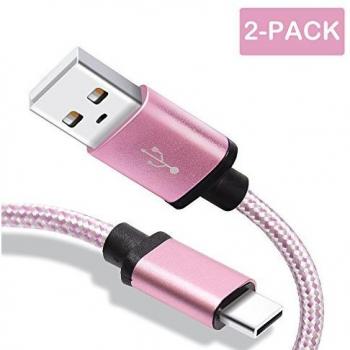 Fundro (2-Pack 6FT) Nylon USB Typ C Kabel mit Klettverschlüssen