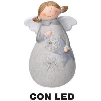 Angelo di Resina con Illuminazione LED Bianco 24x20,5h38 cm