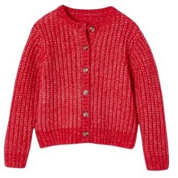 Gilet ample en maille rouge pour fille