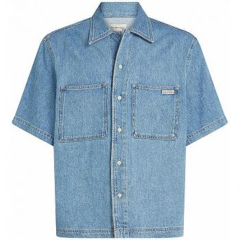 Camicia Denim Uomo CK Manica Breve Blu Logolato
