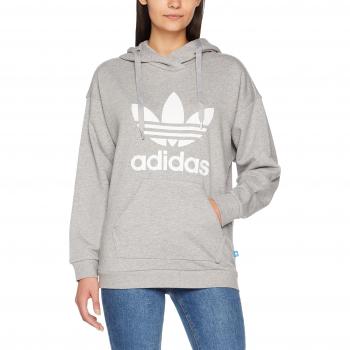Adidas Damen Trefoil Pullover mit Kapuze – Grau Heather, M 36