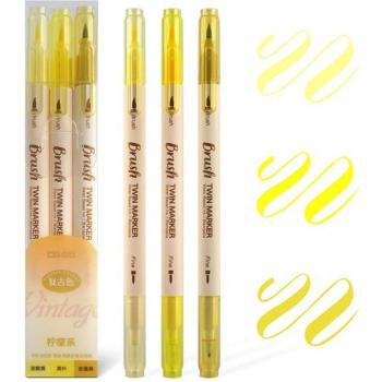 EZONE 3pcs Brush Drawing Marker Pens Set