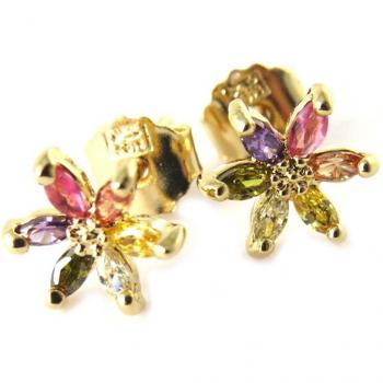 Trésors Lily Oro – Boucles 8 mm Fleurs de Cristal tutti frutti (N5319)