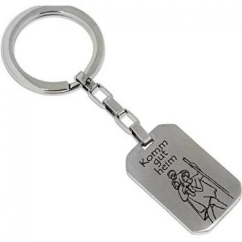 Interkonekt Rechteckschlüsselanhänger – Edelstahl, gravierbare Kette