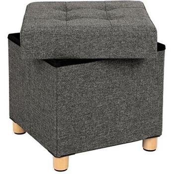 Wooden Foot Storage Ottoman – Dark Gray Edition