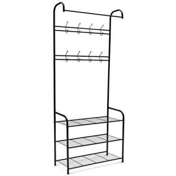 Vestiaire d'entrée métal Pablo IDMARKET Contemporain Design Noir 71x31x186 cm