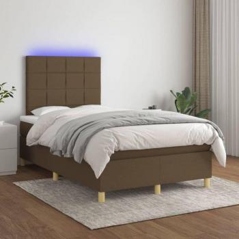 Torana Cama BoxSpring 120x200 con lámpara LED integrada y tela marrón oscuro