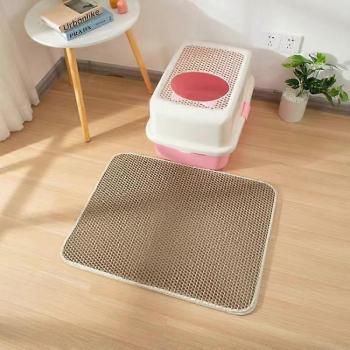 Alfombra higiénica de inodoro para gatos en tono beige