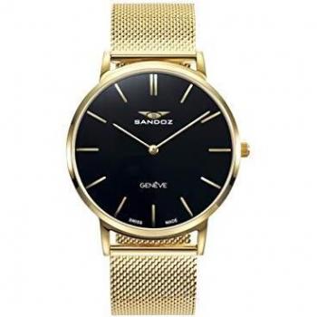 Reloj Sandoz Acero Ip Dorado Brazalete Caballero 81445-97