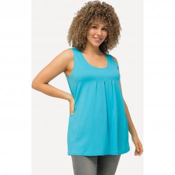 Turquoise Plus Size Pleat Front A-line Knit Tank, Women's Size 20/22, Synthetic Fibers/Cotton