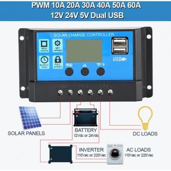 5V USB Solar-Laderegler mit LCD