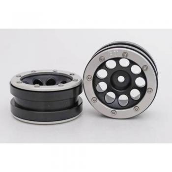 Cerchi Beadlock 1.9 PT Ecohole Nero/Silver per Crawler 1:10