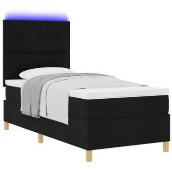 Box Spring Bed 100x200cm, Black Fabric & LED – Vidaxl Edition