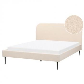 Lit double 160 x 200 cm en bouclé beige Flayat