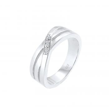 DIAMORE Ring für Damen Cross Over Verlobung mit Diamant (0.03 ct.) in 925 Sterling Silber