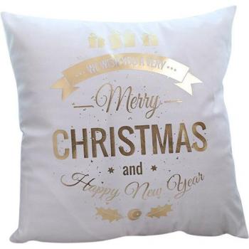 Taie d'oreiller festive Noël avec motif feuille d'or