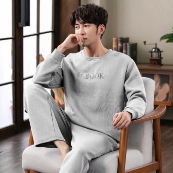 Ensemble pyjama d'hiver 3 couches pour hommes, col rond, grande taille 3XL, hiver