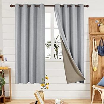 Faux Linen Blackout Curtains for Bedroom