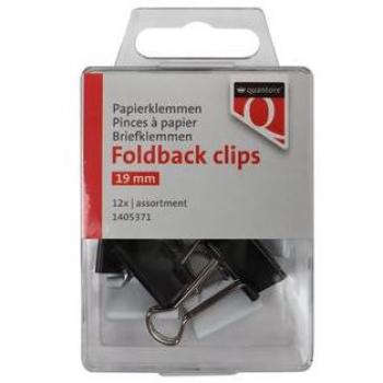 Foldback clips 19 mm assorti 12 stuks, type: kantoormateriaal