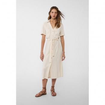 Leinenanteil Midi-Hemdkleid Steingrau XL von Stradivarius