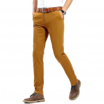Pantalon Chino Slim Fit Homme 100% Coton Marron Jaunâtre 31