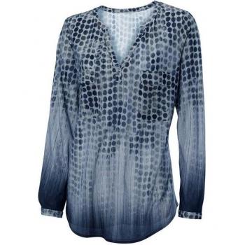 RICK CARDONA by HEINE Blusenshirt „Shirtbluse“ – Damen 38, blauer V-Ausschnitt